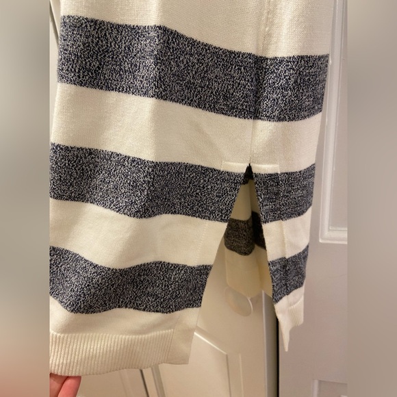 Talbots Navy and Cream Striped Cardigan - Picture 6 of 7